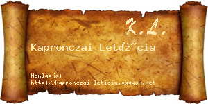 Kapronczai Letícia névjegykártya