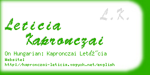 leticia kapronczai business card